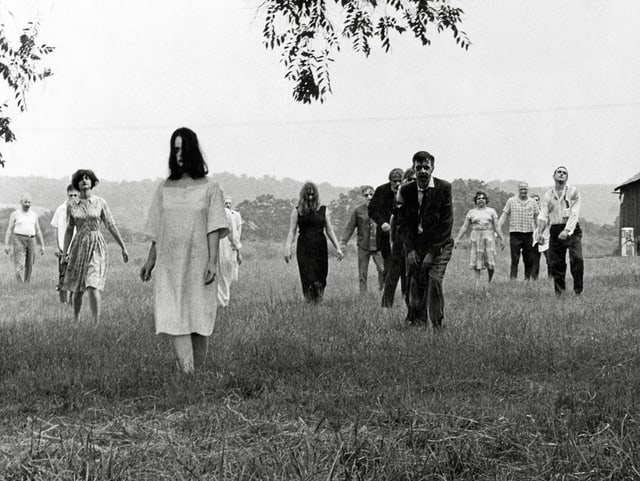 Ausschnitt aus «Night of the Living Dead», Zombies gehen über Feld. Ausschnitt aus «Night of the Living Dead», Zombies gehen über Feld.