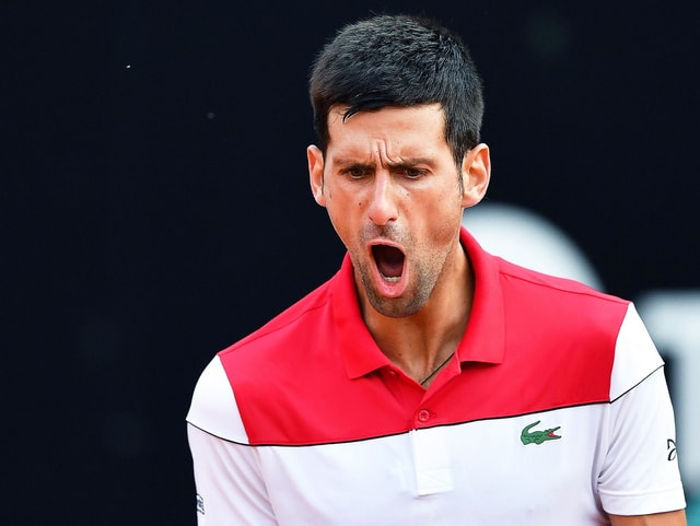 Novak Djokovic jubelt. Novak Djokovic jubelt.