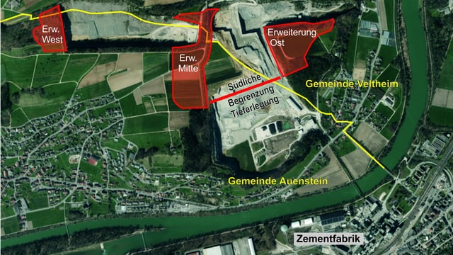 Karte mit eingezeichneter Erweiterung Steinbruch Karte mit eingezeichneter Erweiterung Steinbruch