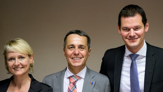 Isabelle Moret, Ignazio Cassis und Pierre Maudet (von links nach rechts) Isabelle Moret, Ignazio Cassis und Pierre Maudet (von links nach rechts)