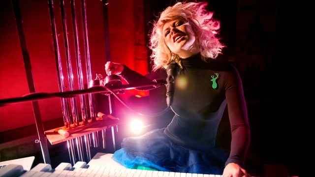 Katta bewegt den Kopf und spielt Orgel. Katta bewegt den Kopf und spielt Orgel.