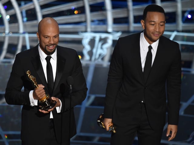 Rührte das Publikum zu Tränen: John Legend (rechts) und Rapper Common. Rührte das Publikum zu Tränen: John Legend (rechts) und Rapper Common.