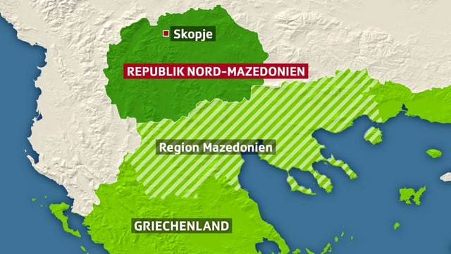 Karte mit der Sicht auf Region Mazedonien und Griechenland und das neue Land Nord-Mazedonien mit der Hauptstadt Skopje. Karte mit der Sicht auf Region Mazedonien und Griechenland und das neue Land Nord-Mazedonien mit der Hauptstadt Skopje.