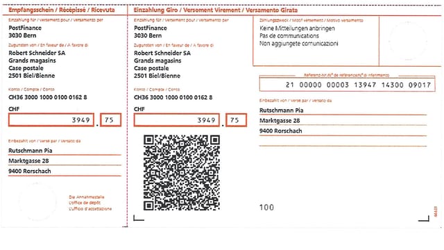 Einzahlungsschein. Einzahlungsschein.