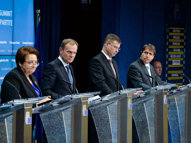 Beyrer, u.a. mit EU-Ratspräsident Donald Tusk und dem lettischen Premier Valdis Dombrovskis Beyrer, u.a. mit EU-Ratspräsident Donald Tusk und dem lettischen Premier Valdis Dombrovskis