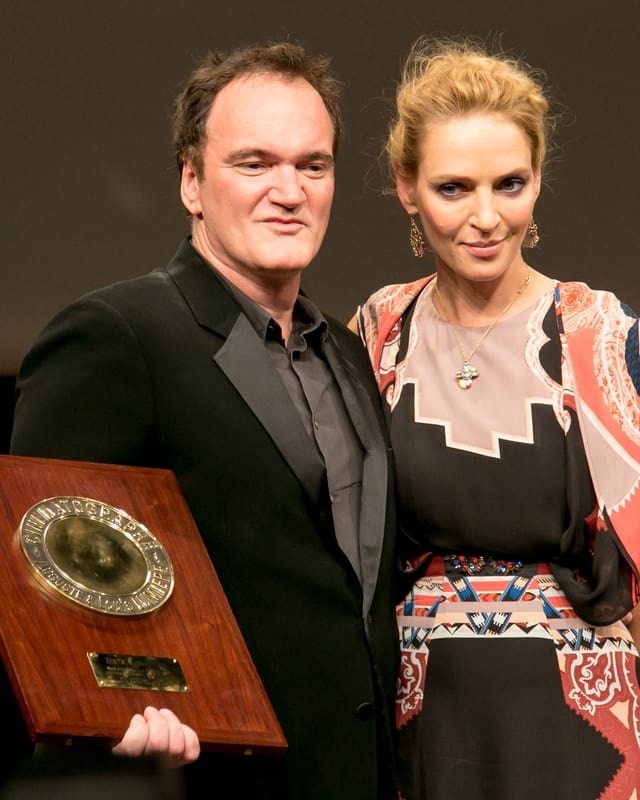 Kult-Regisseur Quentin Tarantino mit seiner Lieblingsschauspielerin Uma Thurman. Kult-Regisseur Quentin Tarantino mit seiner Lieblingsschauspielerin Uma Thurman.