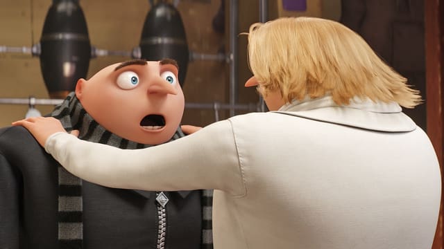 Miesepeter Gru staunt über die Haarpracht seines blonden Zwillingsbruders Dru. Miesepeter Gru staunt über die Haarpracht seines blonden Zwillingsbruders Dru.