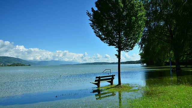 Überschwemmte Uferregion am Bielersee Überschwemmte Uferregion am Bielersee