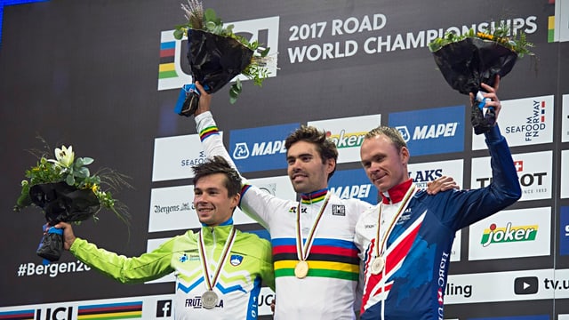 Tom Dumoulin, Primoz Roglic e Chris Froome Tom Dumoulin, Primoz Roglic e Chris Froome