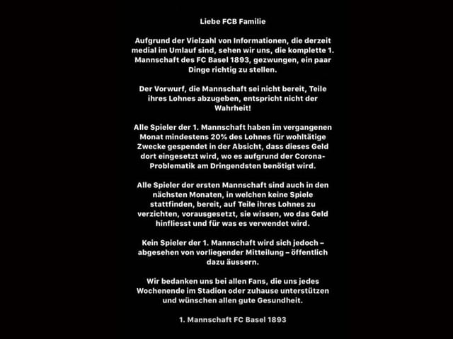 Das Statement der FCB-Spieler Das Statement der FCB-Spieler