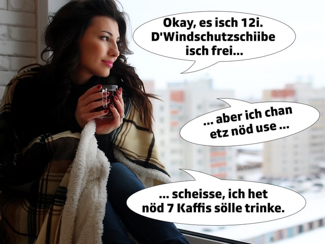 Frau sitzt am Fenster Frau sitzt am Fenster