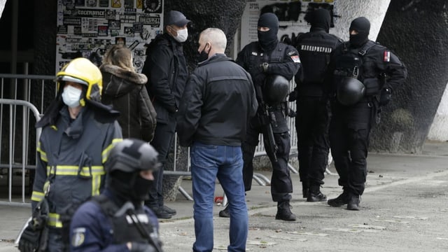 Razzia beim Stadion von Partizan Belgrad, Anfang Februar 2021. Razzia beim Stadion von Partizan Belgrad, Anfang Februar 2021.