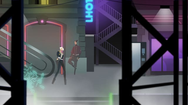 Optisch im Cyberpunk-Stil gehalten muss man sich als Hackerin beweisen. Optisch im Cyberpunk-Stil gehalten muss man sich als Hackerin beweisen.
