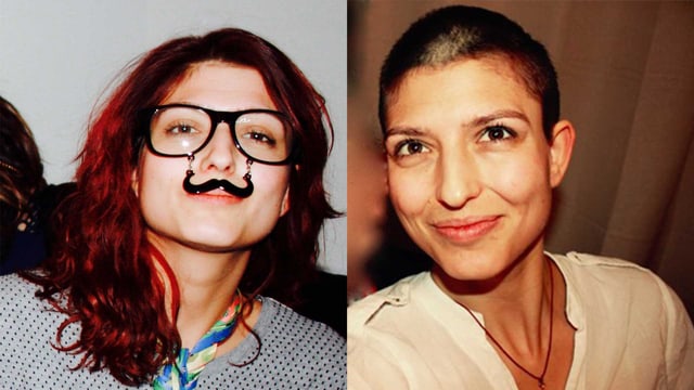 Links hat Magdalena noch lange Haare, rechts mit Glatze. Links hat Magdalena noch lange Haare, rechts mit Glatze.