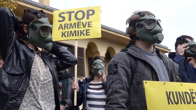 Demonstranten in Albanien. Demonstranten in Albanien.