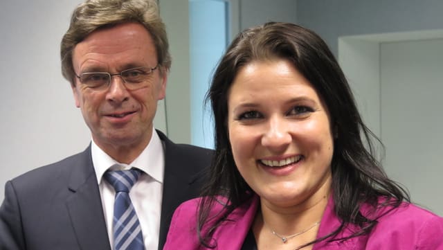 Regierungsrat Hans-Jürg Käser und SVP-Grossrätin Andrea Gschwend (19.1.2017)