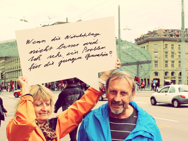 Person mit Sprechblase