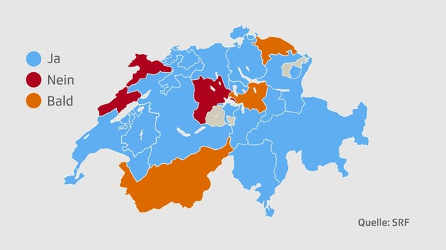 Karte mit den Kantonen. Karte mit den Kantonen.