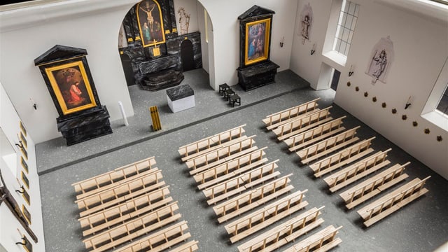 Modell eines Kirchen-Innenraumes. Modell eines Kirchen-Innenraumes.