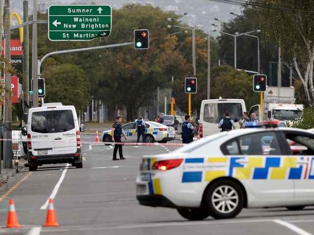 Abgeriegelte Strasse in Christchurch