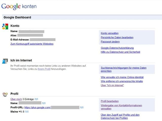 Dashboard von Google. Dashboard von Google.