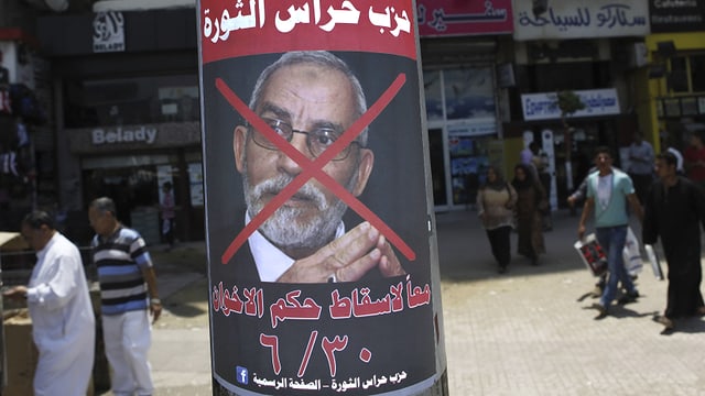 Ein Plakat mit dem Konterfei Mohammed Badies. Ein Plakat mit dem Konterfei Mohammed Badies.