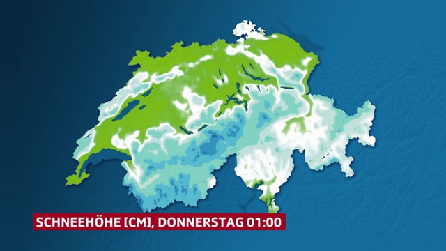Eine Animation zeigt den Schneehöhenzuwachs in den nächsten Tagen. Eine Animation zeigt den Schneehöhenzuwachs in den nächsten Tagen.