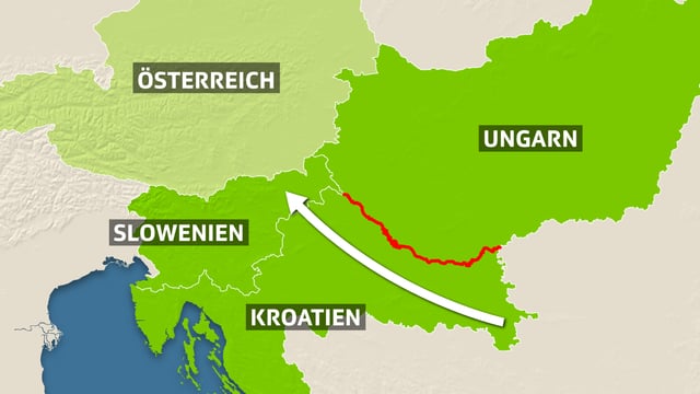 Karte mit Österreich, Slowenien, Kroatien und Ungarn. Karte mit Österreich, Slowenien, Kroatien und Ungarn.