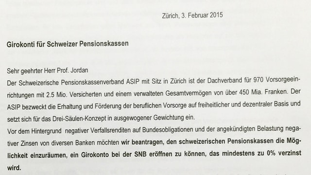 Ausschnitt aus dem Brief an die Nationalbank. Ausschnitt aus dem Brief an die Nationalbank.