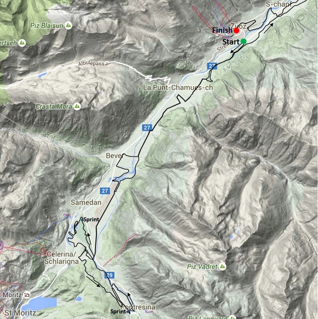 tranter start ed arrivada a Zuoz ha la cursa ina lunghezza da 55 kilometers. tranter start ed arrivada a Zuoz ha la cursa ina lunghezza da 55 kilometers.