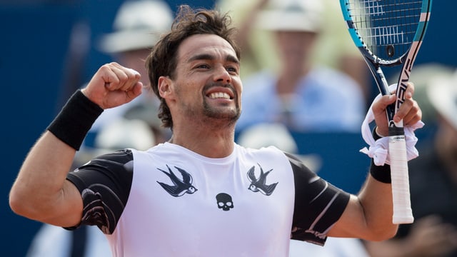 Fabio Fognini jubelt nach dem Turniersieg in Gstaad Fabio Fognini jubelt nach dem Turniersieg in Gstaad
