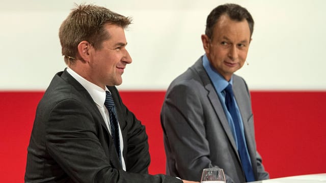 Brunner und Müller in der SRF-Elefantenrunde. Brunner und Müller in der SRF-Elefantenrunde.