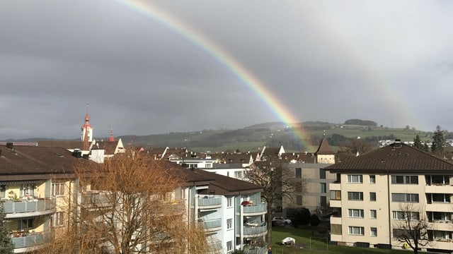 Ein Regenbogen über Sursee. Ein Regenbogen über Sursee.