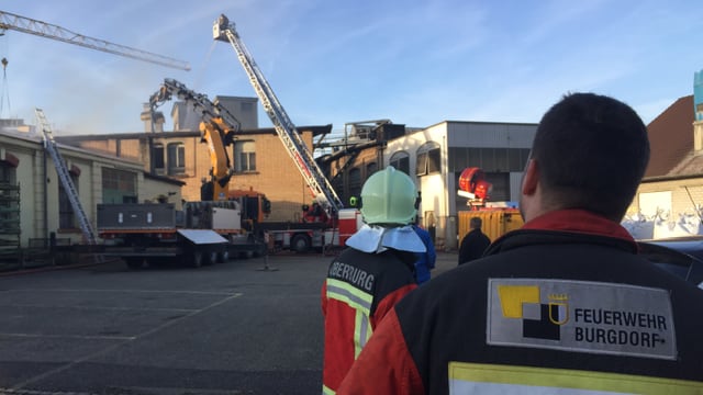 Feuerwehrmitarbeiter bei der Arbeit. Feuerwehrmitarbeiter bei der Arbeit.