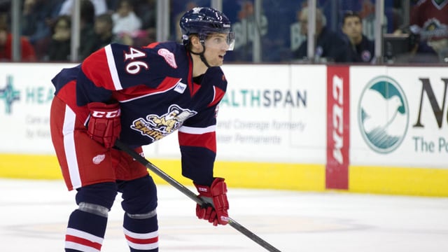 Mattias Bäckman im Dress des AHL-Teams Grand Rapids Griffins. Mattias Bäckman im Dress des AHL-Teams Grand Rapids Griffins.
