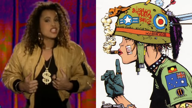Die Sängerin Neneh Cherry und die Comicfigur Tank Girl. Die Sängerin Neneh Cherry und die Comicfigur Tank Girl.