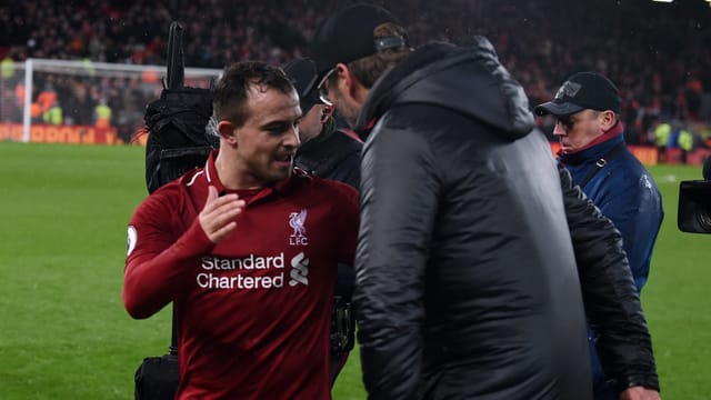 Xherdan Shaqiri und Jürgen Klopp. Xherdan Shaqiri und Jürgen Klopp.