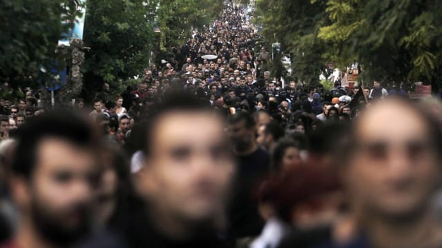 Im Bild: Antifaschistische Demo an Rapper Fyssas, 2014 in Athen. Im Bild: Antifaschistische Demo an Rapper Fyssas, 2014 in Athen.