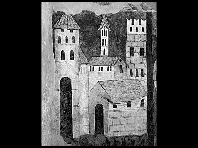 Jerusalem, Wandmalerei um 1330. Jerusalem, Wandmalerei um 1330.