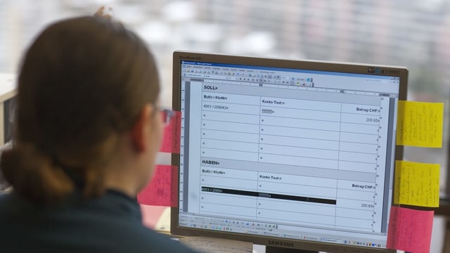 Frau vor Computerbildschirm. Frau vor Computerbildschirm.