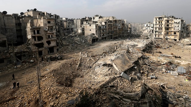 Zerstörte Gebäude in Aleppo. Zerstörte Gebäude in Aleppo.