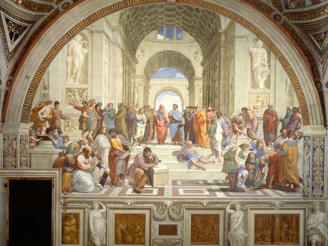 Raffaels Gemälde «Schule von Athen» mit allen berühmten Philosophen der Antike Raffaels Gemälde «Schule von Athen» mit allen berühmten Philosophen der Antike