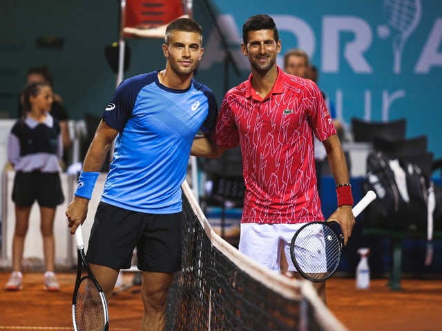 Borna Coric, vor dem Duell mit Novak Djokovic im Zuge der Adria-Tour im kroatischen Zadar. Borna Coric, vor dem Duell mit Novak Djokovic im Zuge der Adria-Tour im kroatischen Zadar.