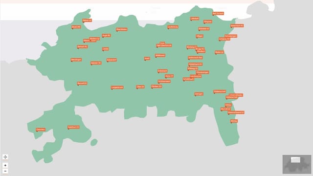 Karte mit orangen Punkten. Karte mit orangen Punkten.