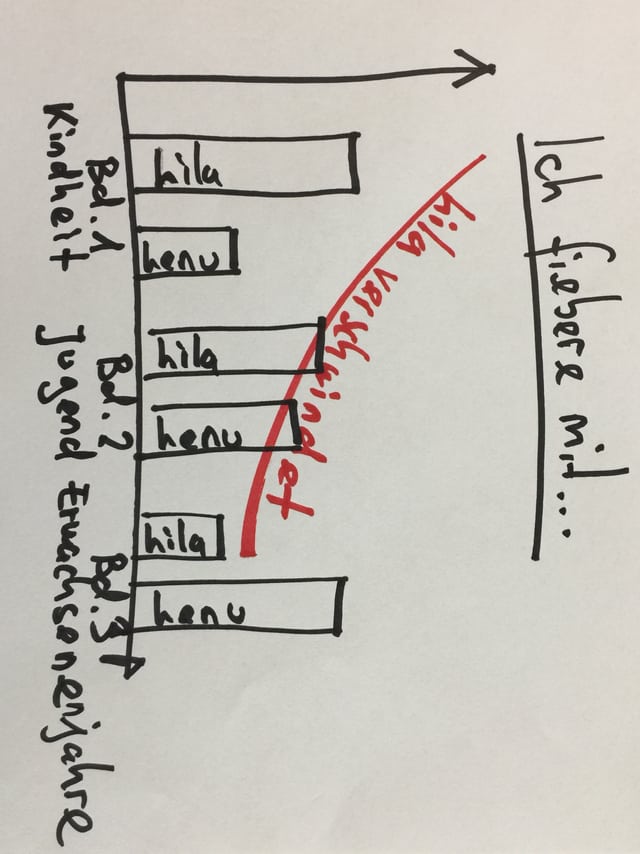 Balkendiagramm zu Band eins, zwei, drei von Elena Ferrante «Meine geniale Freundin». Daraus ist zu lesen, wie Lila langsam verschwindet. Balkendiagramm zu Band eins, zwei, drei von Elena Ferrante «Meine geniale Freundin». Daraus ist zu lesen, wie Lila langsam verschwindet.