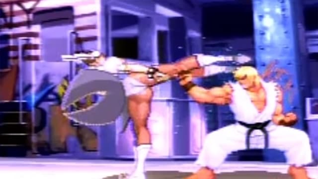 Ken blockt noch mehr Tritte von Chun-Li. Ken blockt noch mehr Tritte von Chun-Li.