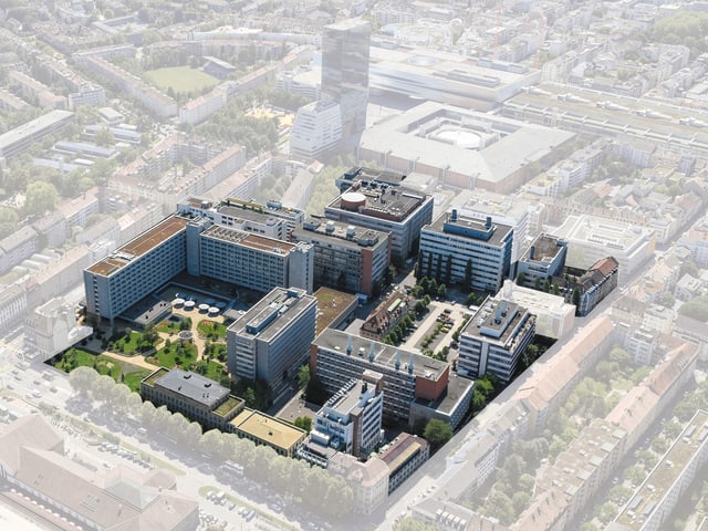 Luftbild von oben, das neue geplante Quartier als Visualisierung. Luftbild von oben, das neue geplante Quartier als Visualisierung.