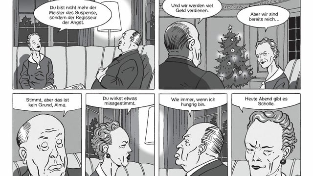 Frau und Mann diskutieren vor Weihnachtsbaum Frau und Mann diskutieren vor Weihnachtsbaum