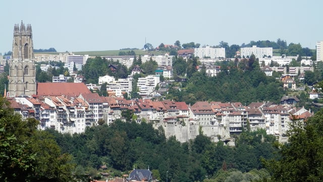 Die Freiburger Altstadt - im Hintergrund das bevölkerungsstarke Schönberg-Quartier. Die Freiburger Altstadt - im Hintergrund das bevölkerungsstarke Schönberg-Quartier.