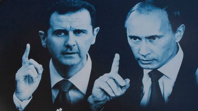 Assad und Putin auf einem Graffiti. Assad und Putin auf einem Graffiti.